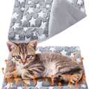 VitalCozy 2 Pack Self Warming Cat Mat Self Heating Pad Bed Reversible Machine Washable Reflects Body Heat Warm Thermal Pet Pad Crate Blanket for Feral and Indoor Cat (Star,17'' X 17'') (Grey)