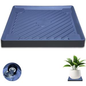 14.5 Plant Caddy with Wheels, Square Rolling Plants Stand Saucer with Hidden Casters, Indoor Plant Tray, Heavy Duty Wheeled Plant Dolly, Planter Caddies Pots Mover Holders, Gray