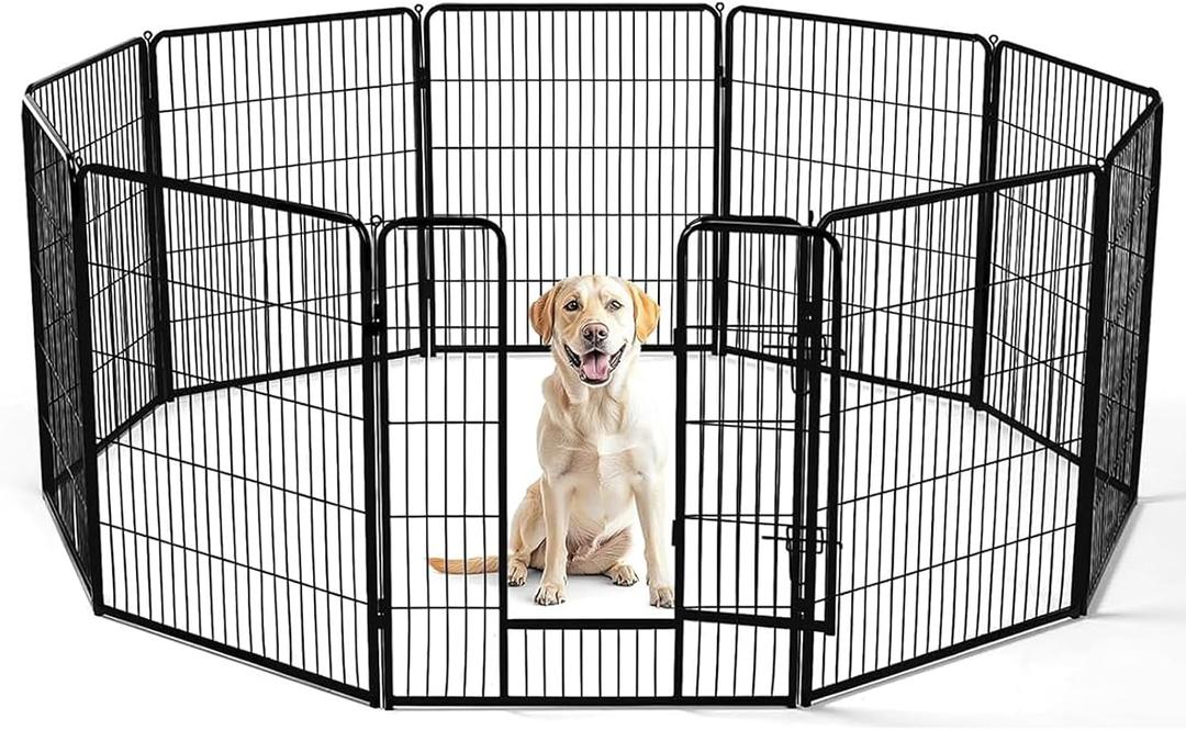 DUMOS Dog Playpen 40 Inch 8 Panels Indoor Outdoor Metal Pet Fence