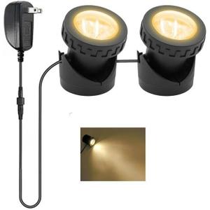 Pond Lights, 2500K Underwater Landscape Spotlights, IP68 Waterproof Submersible Fountain Lights for Garden Yard Aquarium Pond Fountain Waterfall (2 Lights) 