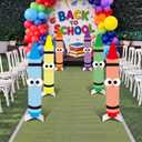 6 Pcs Back to School Crayon Party Decorations Large Kindergarten Preschool Outside Decor My First Day of School Yard Signs Party Supplies for Outdoor Lawn Classroom Decorations Photo Prop