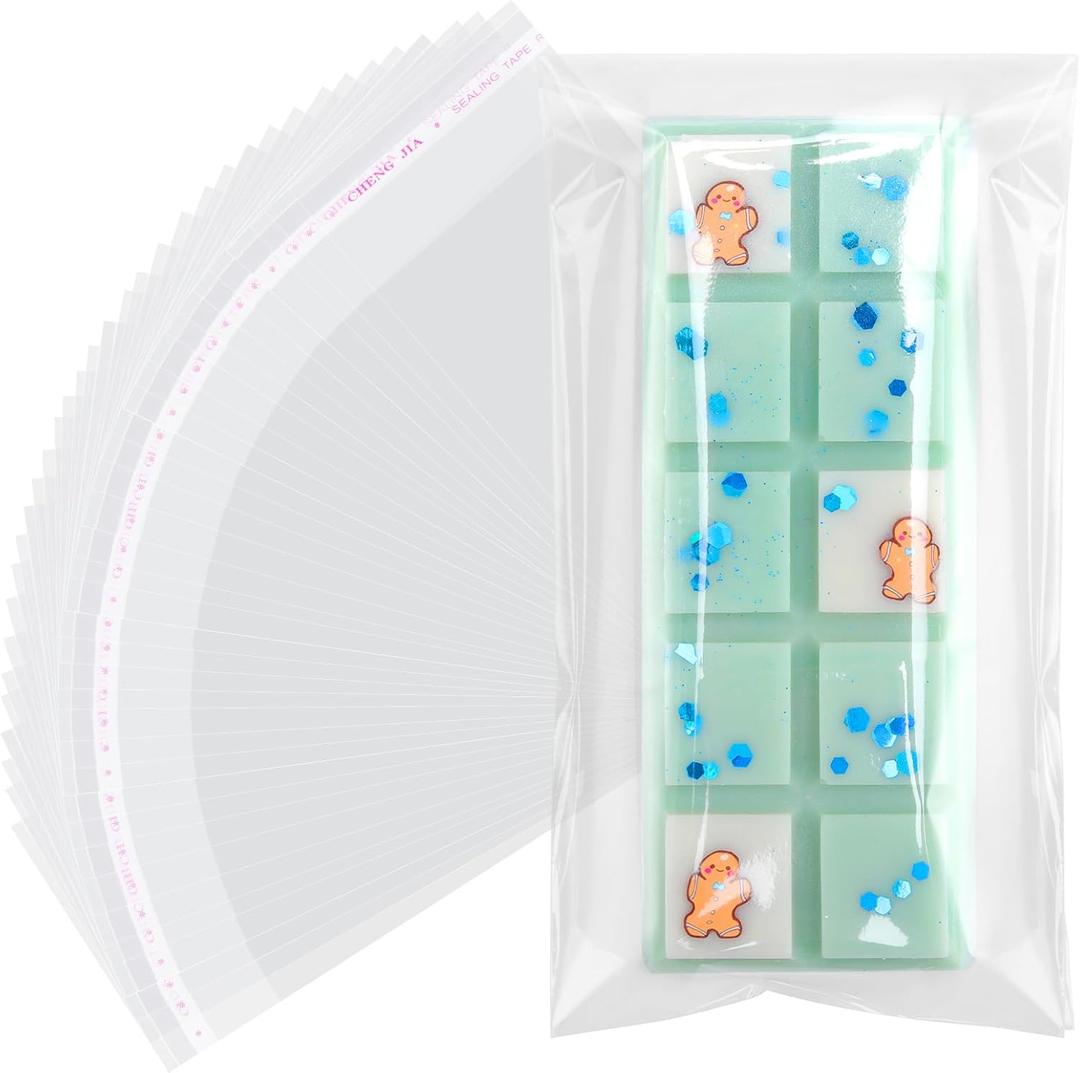500 PCS Wax Melt Gift Bags For Wax Candle Melts Wax Melt Containers Packaging Wrappers Candy Packaging Bags Self Adhesive Packaging Bags For 41 in Wax Cubes Wax Tarts Wax Block (No Wax Melt)