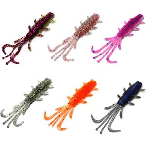 Adygil Fishing ADSL210/BRC55 Soft Silicone Lures for Bass, Trout, Crappie, 60pcs/Pack, 6 Colors, 10pcs Each Color.