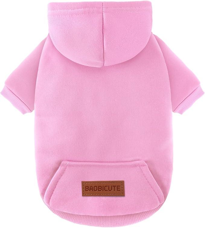 1 Pack Dog Hoodie Warm Hood Dog Sweater Cold Weather Small Dogs Sweatshirt Comfort Pet Clothes for Small Medium Dogs with Pockets Cats Chihuahua Clothes for Male Female Girl Boy Sporty Daily Wear (XXS (Back: 5.9", Chest: 10.6"), 'Pink'