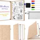 6 Sides Dry Erase Notebook Portable Whiteboards Notepad 12"x9"(a4) Small Reusable Board Foldable Anti-ghosting Surface, Travel Dry Erase White Board for Office Study Meeting Planning (Khaki)