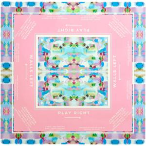 KRD x Preppy Goods Calypso Coast Mahjong Mat - Pink & Blue Grandmillennial Mahjong Playing Mat with Instructional Layout for American Mahjong, 32.5"x32.5"