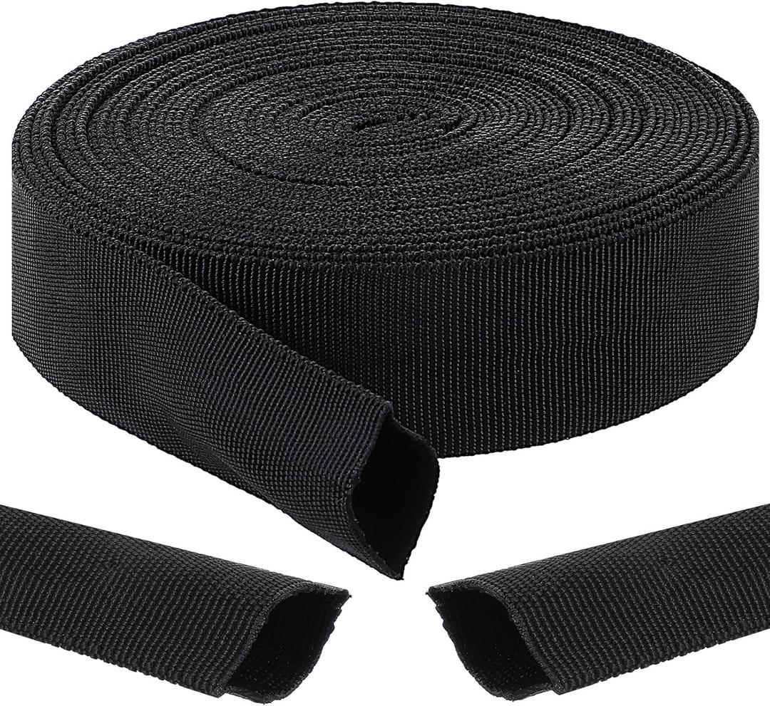 33 Ft Nylon Hydraulic Hose Protector, Polyester Tig Torch Cable Cover Flame Retardant Hydraulic Hose Wrap Black Chain Cover Sturdy for Chain, Wire and Water Pipe Protection-1.5 Inch Id