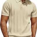 PJ PAUL JONES Mens Polo Shirts Short Sleeve Textured Knit Polo Shirt Ribbed Casual Golf Shirts, Size 2XL