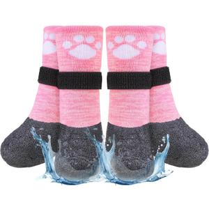 BEAUTYZOO Anti Slip Dog Socks Boots, Dog Shoes for Hot/Cold Pavement Snow Rain Days,Waterproof Grip Dog Booties Paw Protector for Hardwood Floor, Prevent Licking for Small Medium Large Senior Old Dogs