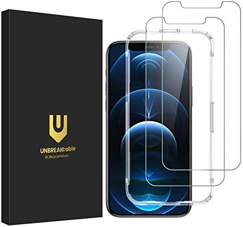UNBREAKcable Shatterproof Tempered Glass Screen Protector for iPhone 12/12 Pro [2-Pack] [99.99% HD Clear] [Easy Installation Frame] [9H Hardness] [Full Coverage] [Bubble Free] for Apple 6.1''