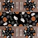 3 x XCHI Boo Spooky Ghost Pumpkin Halloween Round Placemats Set of 4 Table Mats Table Decorations 14x14 Inch