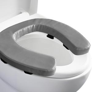 Toilet Seat Cushion with 2-inch High-Density Foam,Toilet Seat Riser-Suitable for Standard,Elongated Toilet Seats Commode Chairs Raised Toilet Seats(Grey) (Gray)