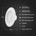 Feit Electric 5/6 Inch LED Recessed Downlight, 22.5W (120W Eqv), Dimmable, Adjustable White 2700K5000K, Retrofit Kit, E26 Adapter, Ideal for Larger Spaces or High Ceilings, LEDR56XHO/6WYCA/4, 4 Pack