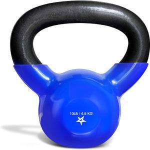 Yes4All 5-65lbs Kettlebells Vinyl Coated Cast Iron for Dumbbell Weights Exercises, Gym, Fitness, Full Body Workout Equipment Push up, Grip and Strength Training (B. 10LB - Dark Blue)