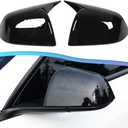 Side Door Mirror Cover Caps Compatible with Tesla Model Y 2020-2023 Cow Horn Style Replacement for Door Rearview Mirror Cover Cap (Gloss Black)