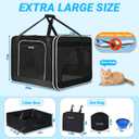 Petskd Extra Large Cat Carrier with Wheels and Litter Box 24"x17"x17" for Large Cat or 2 Small Cats, Soft-Sided Cat Carrier with Lockable Safety Zippers(Black)