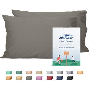 Sunflower King Pillowcases Set of 2, 100% Cotton King Size Pillow Cases 2, 2040 inches Taupe Gray, Soft and Breathable