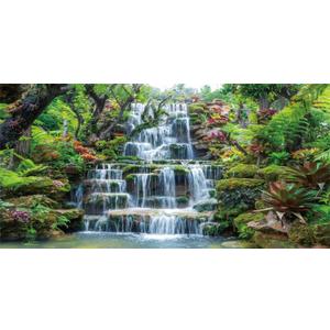 AWERT 30x18 inches Waterfall Aquarium Background Forest Park Green Tropical Plants Fish Tank Background Reptile Habitat Background Vinyl Background