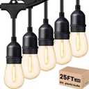Svater Outdoor Led String Lights 25 FT, Patio Lights for Outside with 9 pcs S14 Shatterproof Bulbs, 1 Watt E26 Dimmable, IP65 Waterproof, Commercial Grade Bistro Light 2700K Warm White