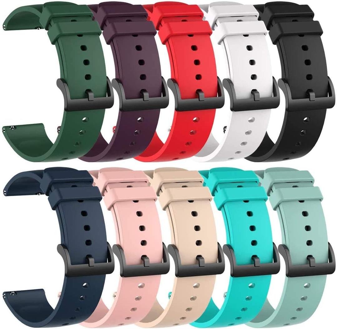 10-Pack Bands for Tensky GTX20/Antfit GTX20/ENOMIR GTX20/Gydom GTX20 Smartwatch Watch Strap, 20mm Classic Flexible Colorful Quick Release Replacement Wristband for Women&Men