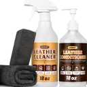 LISRUX Leather Cleaner and Conditioner Kit-2×18oz, Leather Cleaner for Car Seats, Furniture, Couches, Shoes & Boots, pH-Balanced, Restores & Protects All Leather For Natural, Synthetic, Faux, Pleather