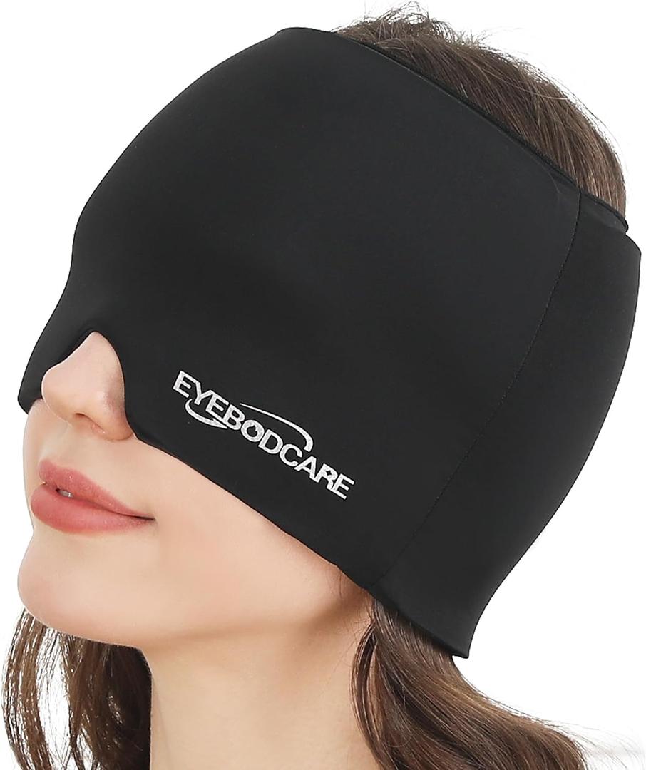 Migraine Relief Cap, Reusable Headache Relief Cap with Hot & Cold Therapy, Soothing Headache Hat, Odorless Gel Ice Head Wrap for Tension, Stress & Sinus, Headache & Puffy Eyes (M)
