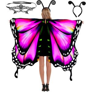 Butterfly Wings for Women, Halloween Butterfly Wing Cape for Adults, Halloween Costume Woman Fairy Cape Cloak (#007)