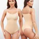 LEVAO Shapewear Bodysuits for Women Tummy Control Body Suits Seamless Sculpting Thong Body Shaper XS-XL (Beige, M)