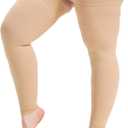Plus Size 4XL Thigh High Compression Stockings Footless- 15-20mmHg Moderate Full Leg Support Hoses with Unisex Reinforced Silicone Top Band, Breathable Fabric in Beige for Nurses & Extended Standing (4XL)