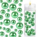 8/14/20mm Floating Pearls for Centerpieces Vases, 150 PCS Floating Pearls for Vase Fillers, Green No Hole Beads for Crafts, Candle Centerpiece, Table Scatters