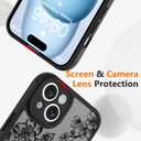 KANGHAR Cute Floral Case for iPhone 15 Case for Women Girls [ Compatible with MagSafe ] Aesthetic Black Ink Flowers Blossom Pattern Design Slim Soft Silicone Magnetic Protective Phone Cover