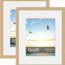 16x20 Picture Frame Set of 2, Wood Frame with Real Glass, Wide Border, 16X20 in
