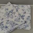 100% Blackout Floral Curtains for Bedroom 50"W x 84"L (Pack of 2) Floral Blue