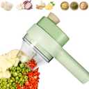 4 in 1 Electric Vegetable chopper hand held, Ninja Food Chopper, Mini Fruit Slicer,Garlic Chopper,Egg whisk and Meat Mincer,Handheld Veggie Cutter for Salad