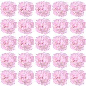 FagusHome 30 Pcs Silk Hydrangea Heads Artificial Flowers Heads and Stems Fake Hydrangea Flowers for Home Wedding Decor (Pink)