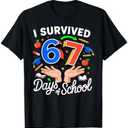 I Survived 67 Days of School Six Seven 6 7 Meme T-Shirt, S