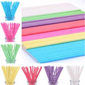 210ct 6 inch (15.2cm) Colored Lollipop Sticks 7 Colors for Cake Pops Apple Candy (Rose-red, Blue, Yellow, Purple, Green, Watermelon Red, White)