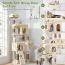 Globlazer Heavy Duty Cat Trees for Large Cats, Sturdy 72in Maine Coon Cat Tree for Large Cat 20 lbs+ Heavy Duty Cat Tower for Adult Biggest Cats with 6 Scratching Posts, Hammock, S72, Beige