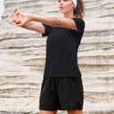 MAGCOMSEN Women's Short Sleeve T-Shirts UPF 50+ Sun Protection Quick Dry Athletic Running Workout Rash Guard Tops (Black, L)