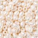 Beadthoven 100pcs 7-10mm Natural Freshwater Pearl Beads 1.8mm Big Large Hole Rice Shape White Pearls for Crafting Oval Pearl Beads for Jewelry Making DIY Bracelets Necklaces Leather Cord