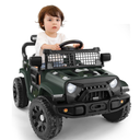 ELEMARA Ride On Car, Bluetooth Ride on Toys for Toddlers, 12V Kids Battery Powered Vehicles w/Remote, 3.5 mph Motorized Off-Road Truck, Electric Car for Kids w/3 Speeds,LED Lights- Green, Small