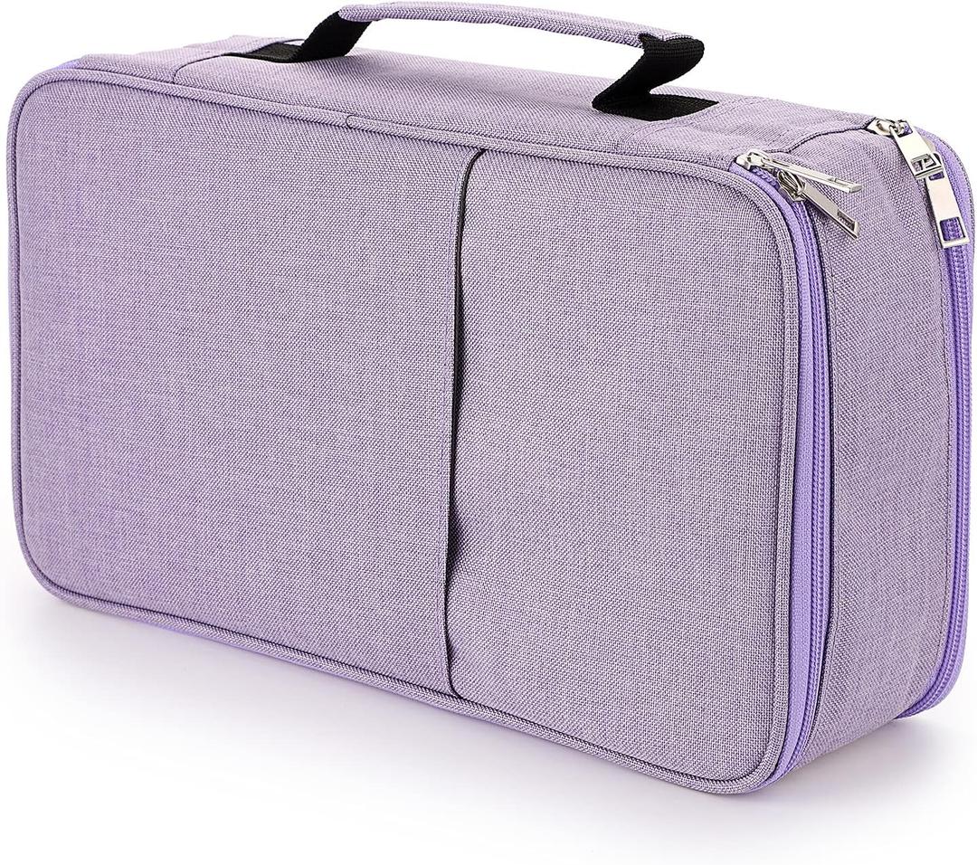 BTSKY Colored Pencil Case 360 Slots Pen Pencil Bag Organizer High Capacity Pens Holder with Double Zippers Multilayer Holder for Crayola Colored Pencils Watercolor Pens & Gel Pens Purple