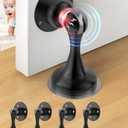 Door Stoppers, Magnetic Door Stop 4 Pack Adhesive Stick & Screws Stainless Steel, Door Stop Holder to Keep Door Open Wall & Floor Mount, Magnetic Door Catch Stoppers for Bottom of Door, Black