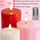 6 Pcs Valentine's Day Flameless Candles LED Flameless Pillar Candles Wax LED Fake Candle with Remote and Timer Flickering H 4" 5" 6" for Home Table Dating Wedding Party (White,Pink,Red)