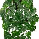 Large Fake Hanging Plants in Pot with Hook, 37" Artificial Hanging Monstera Leaves Vines Plants, Fake Potted Greenery Plant for Room Wall Living Room Bathroom Kitchen, Faux Ivy Houseplants for Shelf