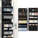 Over Door Organizer, 6 Shelf Camper Storage for RV Bathroom, Behind The Door Storage, Hanging Organizers for Toy Diaper Bedroom Closet (Black) (3+3 Shelves)