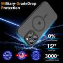 YFEMLAZ Magnetic for iPhone 16 Pro Case,with Screen Protectors X2,Full Camera Protection,Compatible with MagSafe,Translucent Matte,Anti-FingerprintShockproof Protective Phone Case,6.3",Black