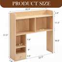 Cinnvoice Natural Desktop Bookshelf Countertop Storage Hutch with Drawer for Computer Desk 5-Tier Display Rack Multipurpose Wood Desktop Hutch Storage Organize for College Dorm Home Office Supply, 32.3 x 31.5 x 7.9 inches