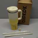 BJPKPK 40 oz Tumbler With Handle Insulated Tumblers With Lid And Straw Stainless Steel Thermal Cup,Lemon