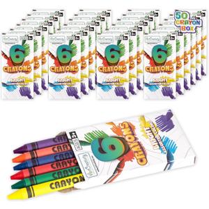 ArtCreativity Crayons Bulk Set - 50 Crayon Packs - 6 in Each Pack - 300 Total - Crayons for Kids in Red, Orange, Yellow, Green, Blue, Purple - Bulk Coloring for Classroom and Party Favors